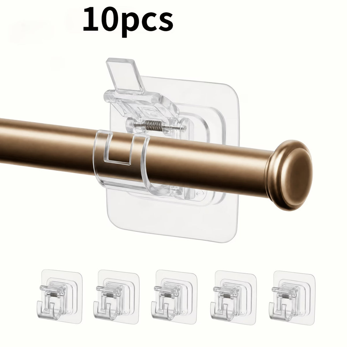 10-Pack Self-Adhesive Curtain Rod Hooks – Wall Mount Brackets